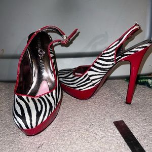 Paris Hilton heels Size 6 Zebra patent leather